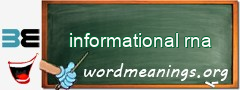 WordMeaning blackboard for informational rna